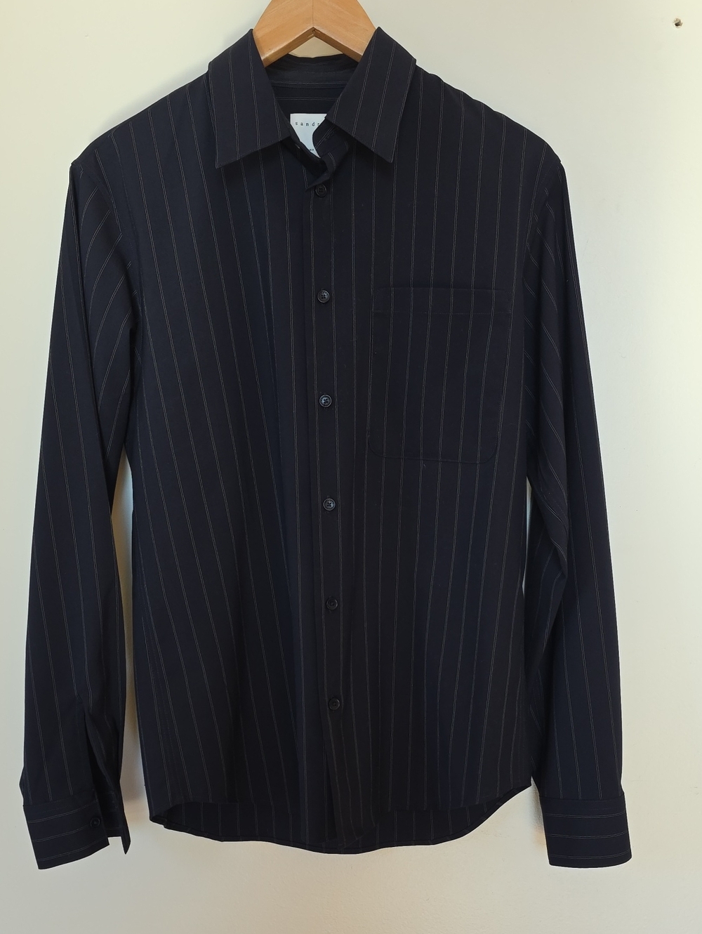 Sandro Navy Pinstripe Dress Shirt